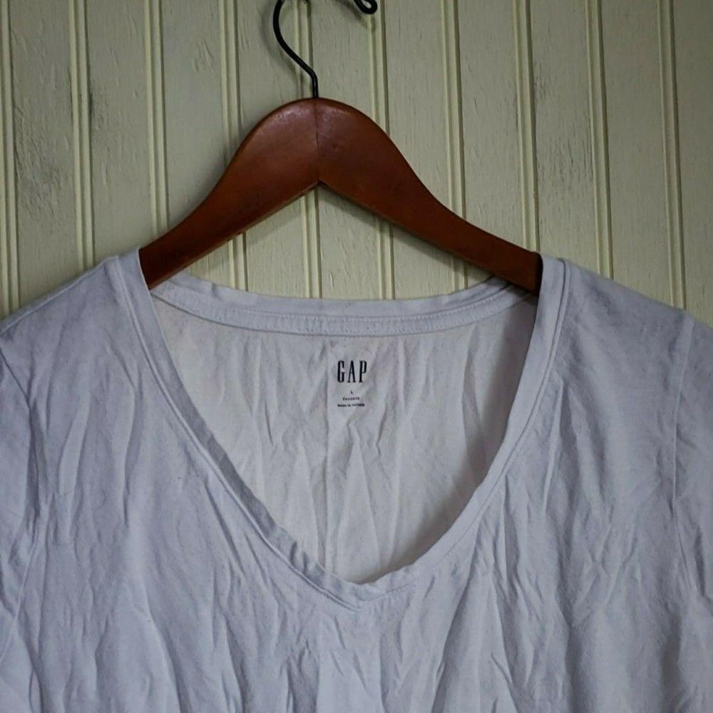 Gap Shirt Womens Large White V Neck Short Sleeve Favorite Basic Jersey Top